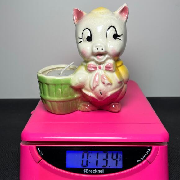 Vintage Ceramic Pig Candle Holder 475 Inches Mid Century Farmhouse - Picture 15 of 16